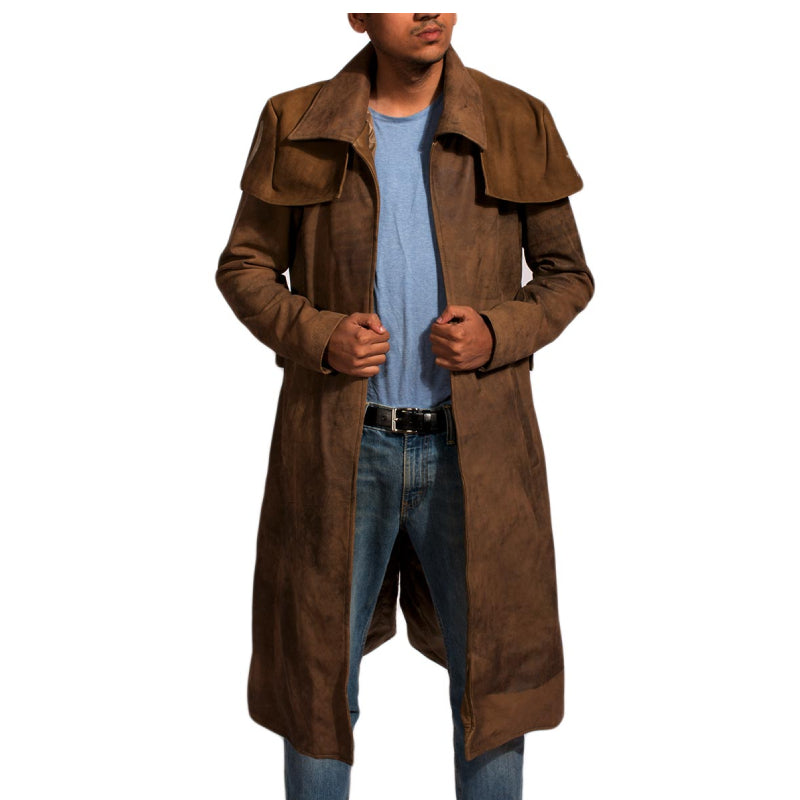 Army Brown Leather Duster