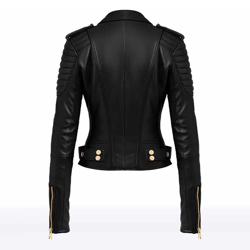 Ava Women’s Black Shearling Biker Jacket