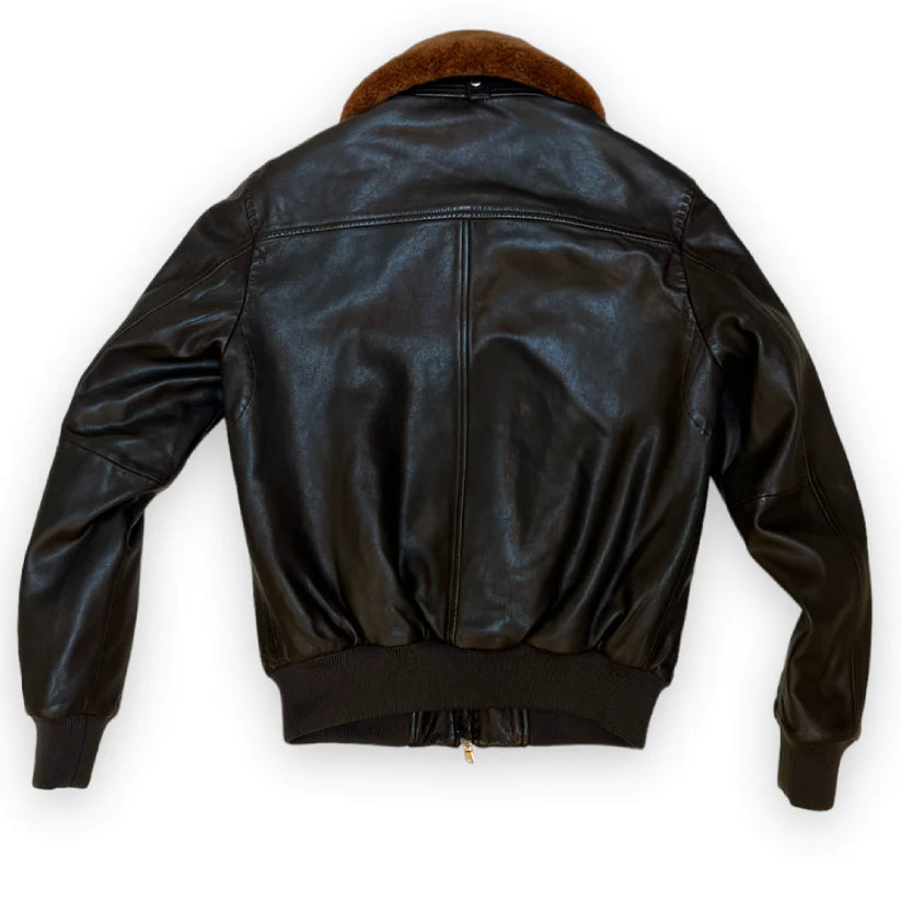 Aviator dark brown Leather Jacket