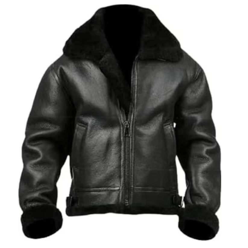 B3 Fur Bomber Shearling Leather Pilot Flying Aviation Jacket