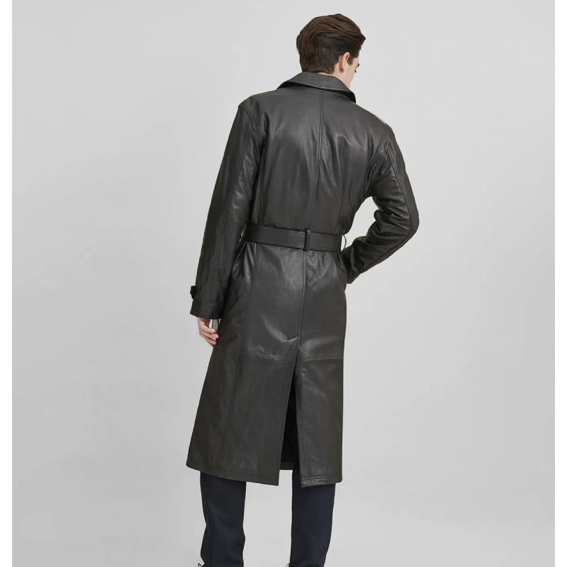 Belted Leather Trench Coat
