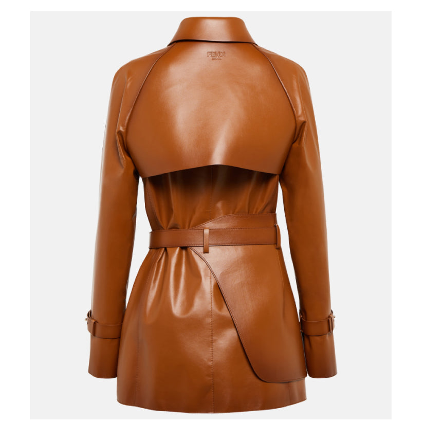 Belted Leather Trench Coat