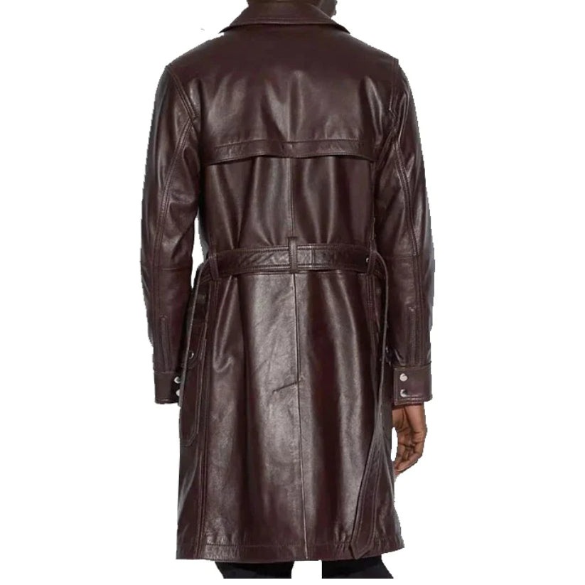 Belted Leather Trench Coat