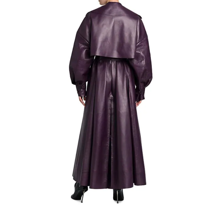Belted Leather Trench Coat