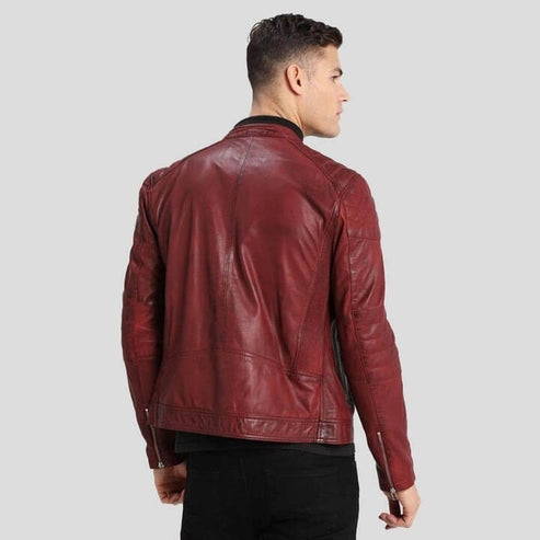 Ben Red Moto Leather Jacket