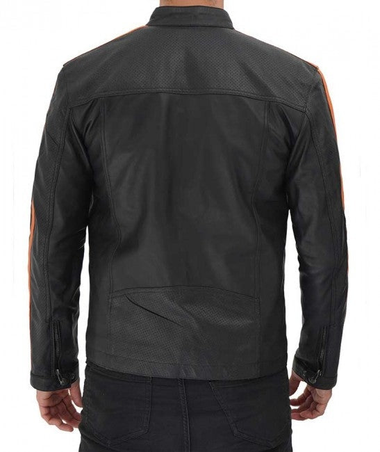 Black Café Racer Leather Jacket for Men”