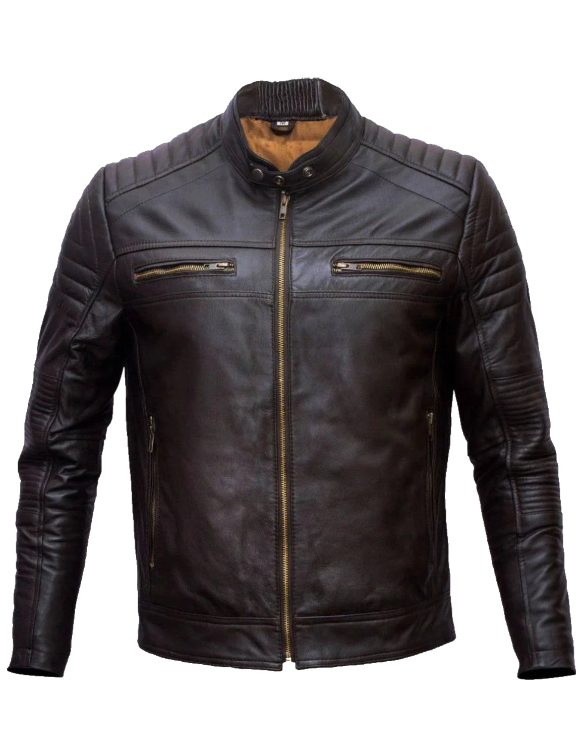 Biker Leather Jacket in Brown