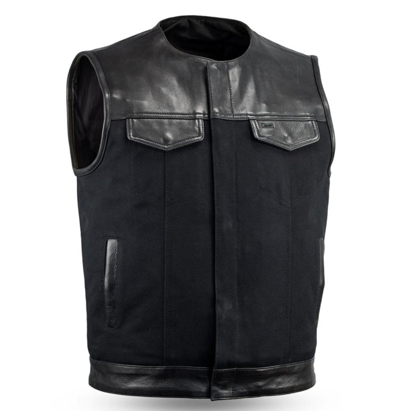 Black Leather Motorcycle Vest