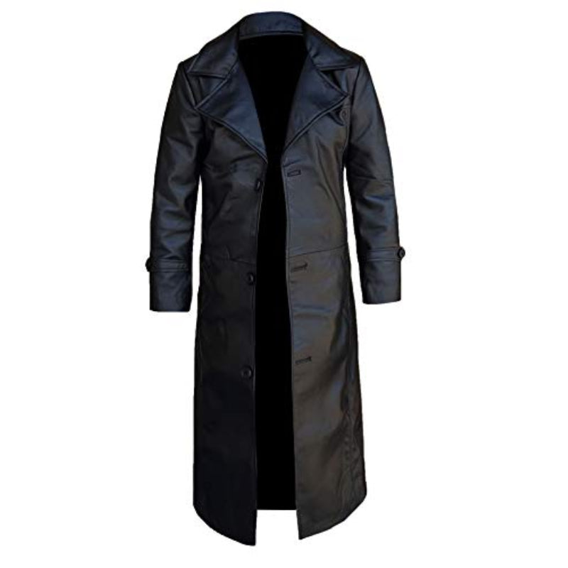 Black Leather Trench Coat Mens