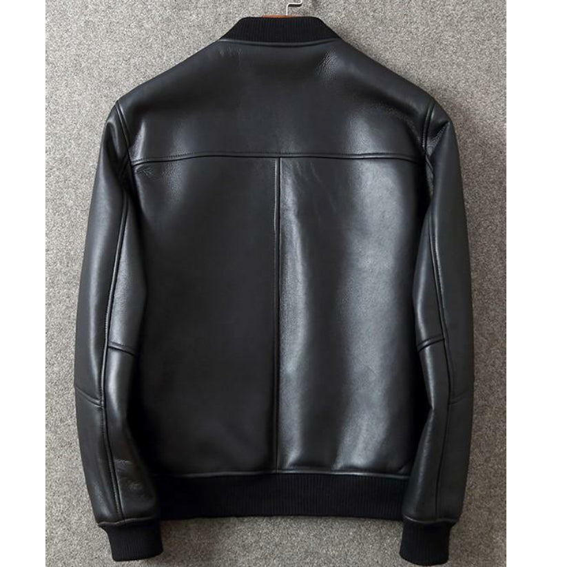 Black Men Flight/Bomber Pure Lambskin Leather Jacket