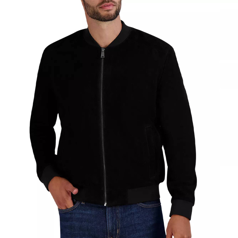 Black Suede Bomber Jacket