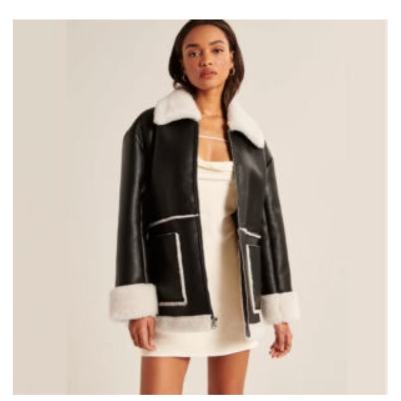 Black Women RAF Aviator Leather Jacket