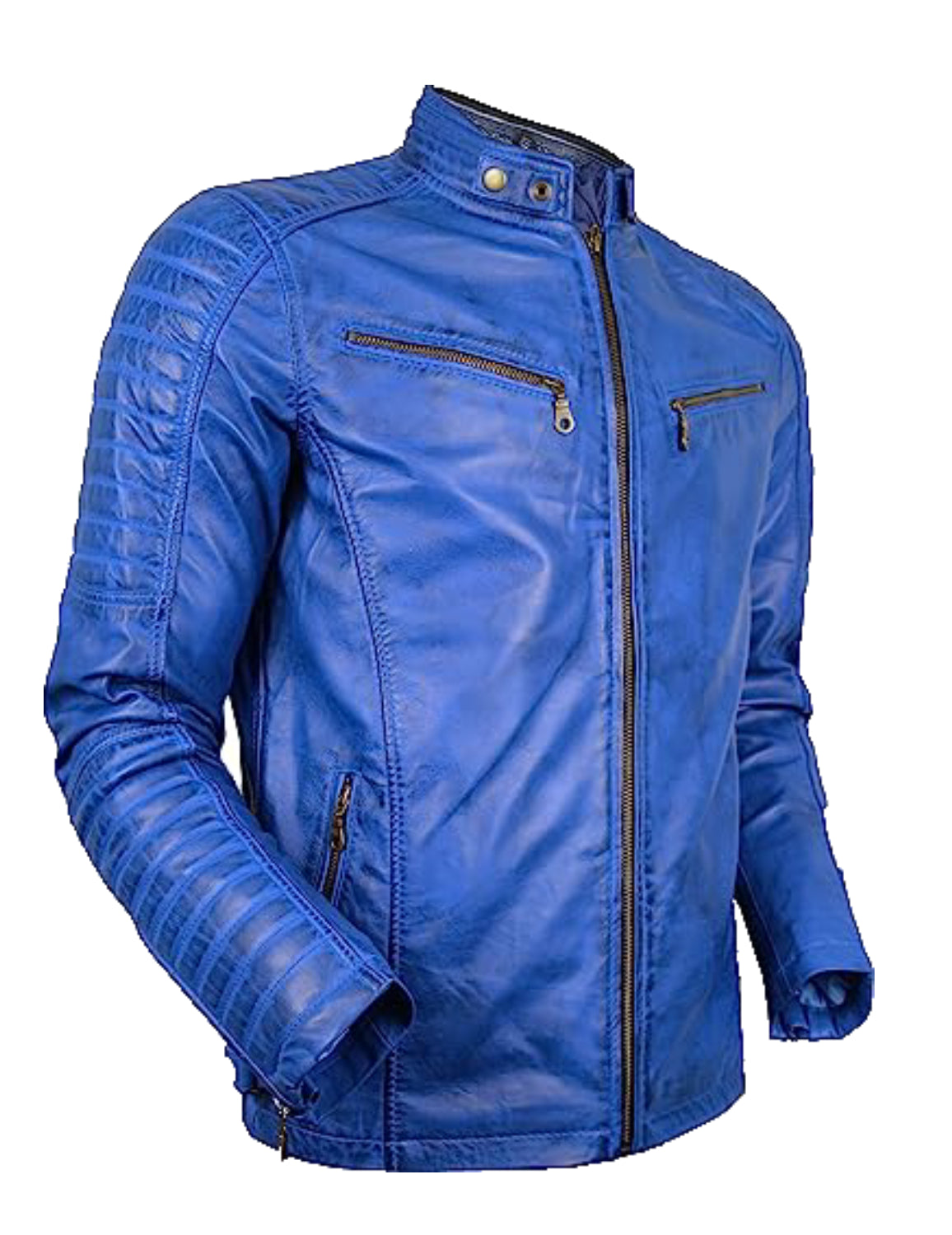 Blue Motorcycle Leather Jacket