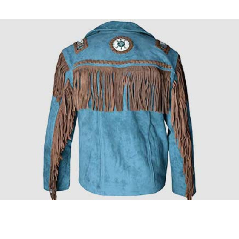 Blue Suede Jacket Mens Western Style Leather Jackets