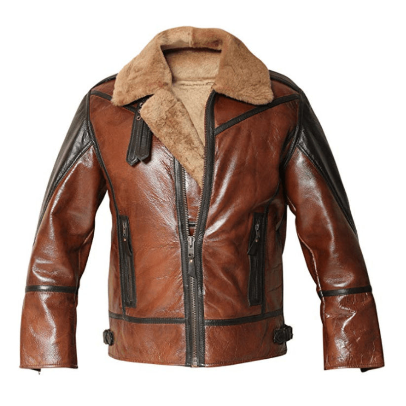 Bomber Real Shearling Sheepskin Leather Flight Aviator Jacket
