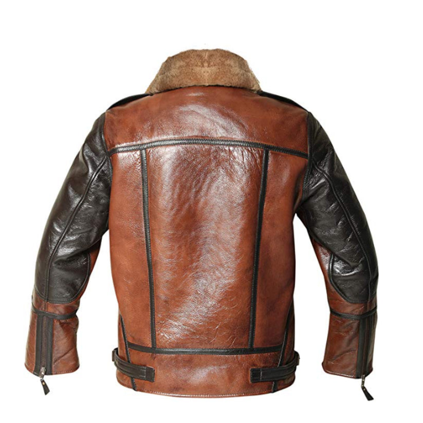 Bomber Real Shearling Sheepskin Leather Flight Aviator Jacket