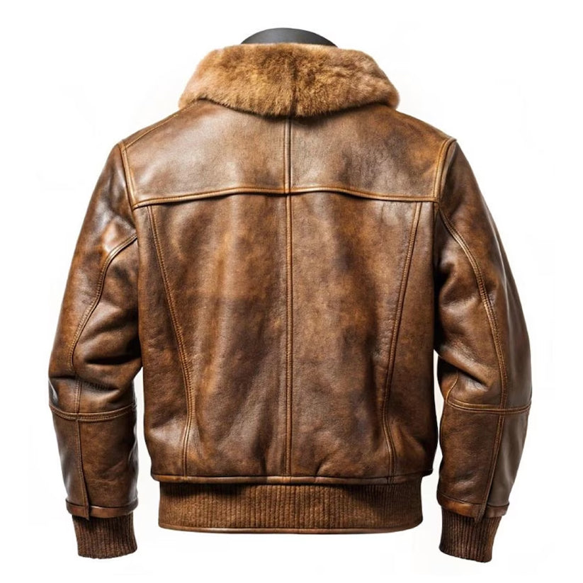 Brown Leather Aviator Jacket