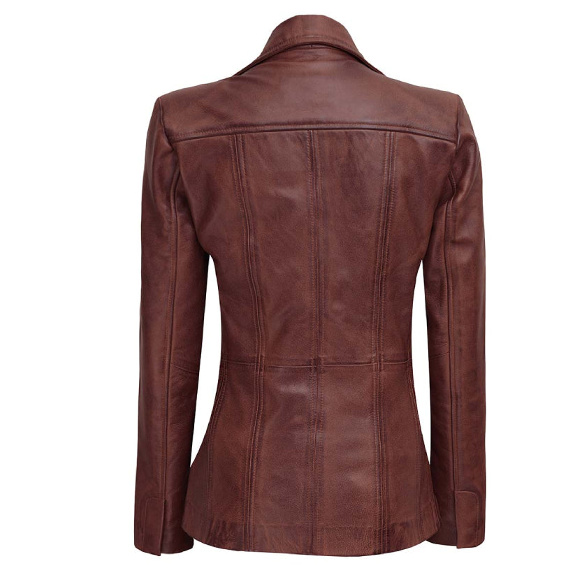 Brown Leather Blazer Women for Fashion
