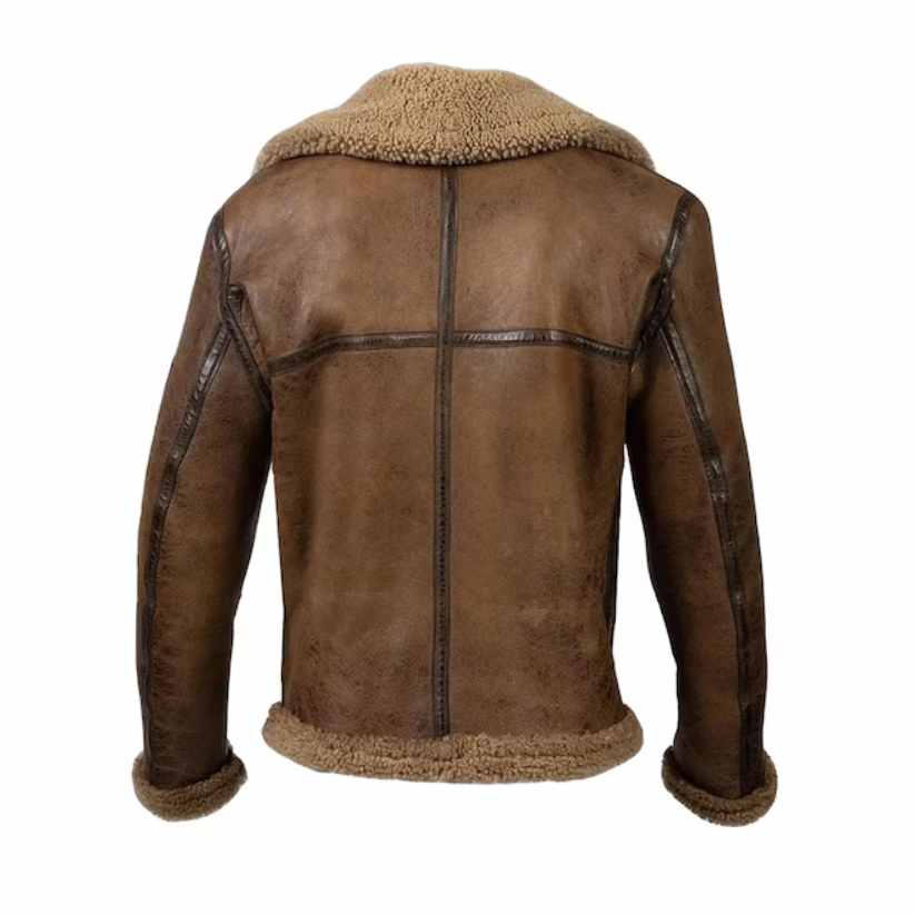 Brown Men's Bomber Shearling Leather Jacket