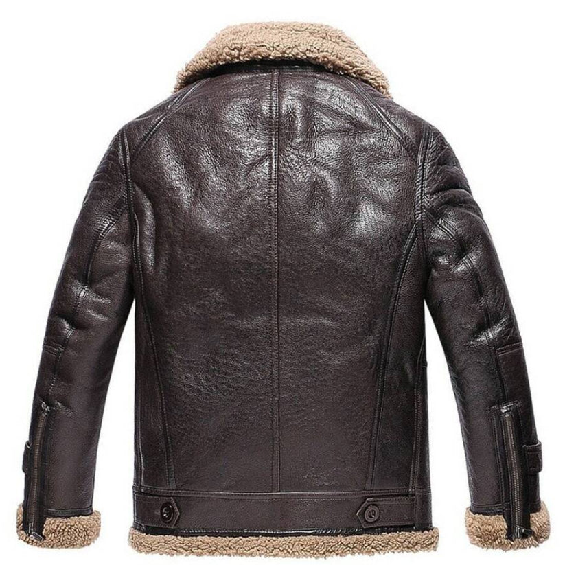 Brown Sheep Skin Real Leather RAF Aviator B3 Flying Bomber Shearling Jacket