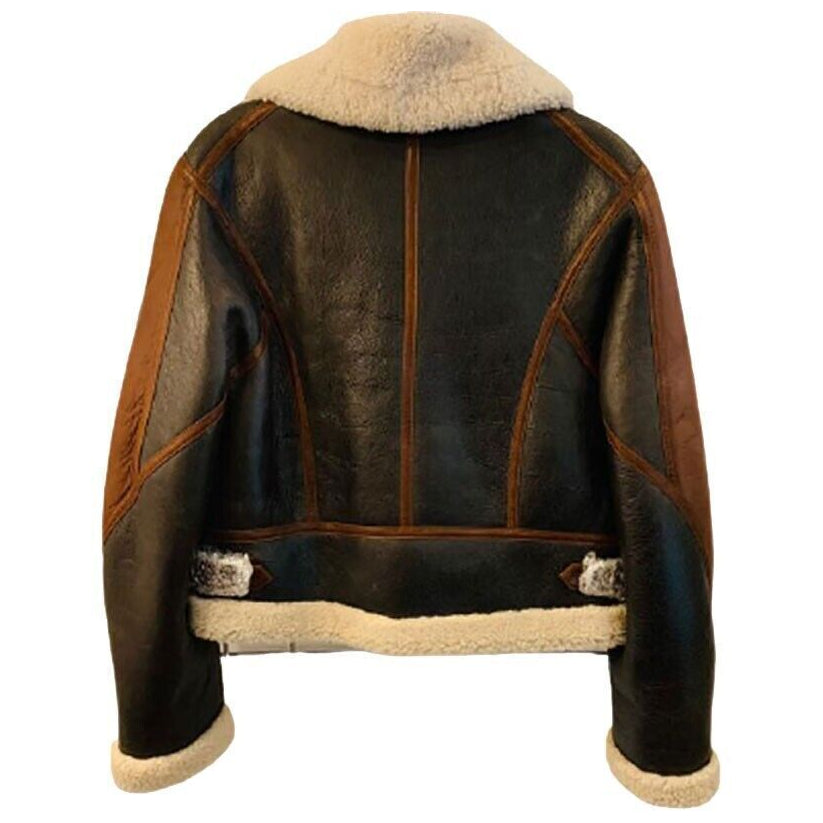 Brown Women's Aviator Shearling Jacket