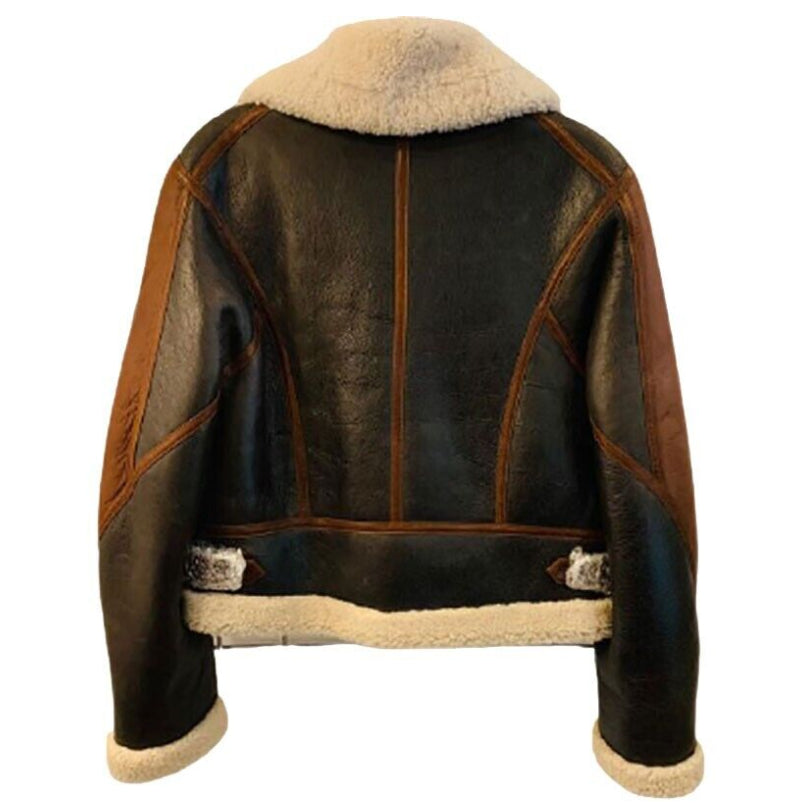 Brown Women's Aviator Shearling Lambskin Leather Jacket