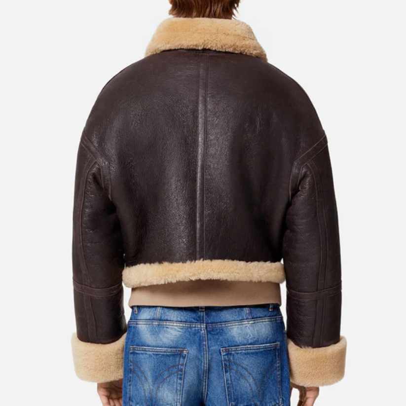 Brown aviator Leather jacket Womens