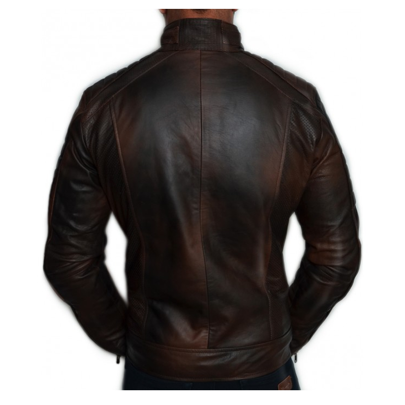 Cafe Racer Distressed Brown Leather Jacket