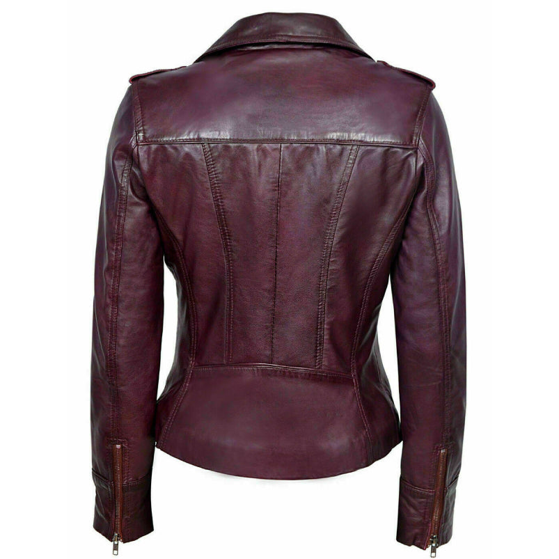 Celebrity Women's Lambskin Leather Jacket Motorcycle Slim Fit Biker
