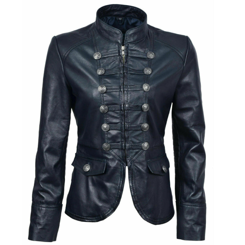 Celebrity Women's Lambskin Leather Jacket Motorcycle Slim Fit Black