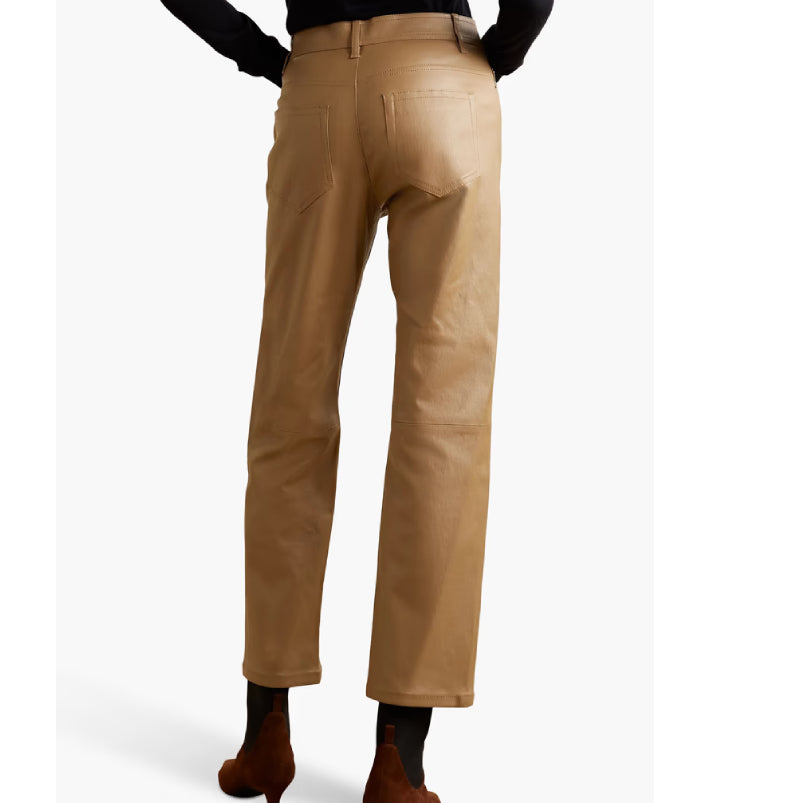 Cropped Leather Straight Leg Pants