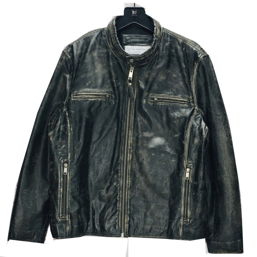 Distressed Leather Heavy Moto Jacket Men's