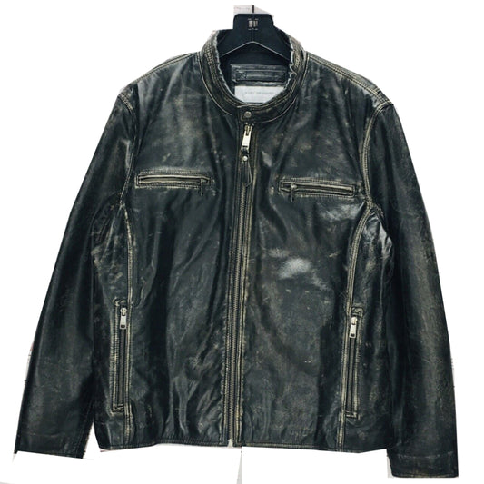 Distressed Leather Heavy Moto Jacket Men's