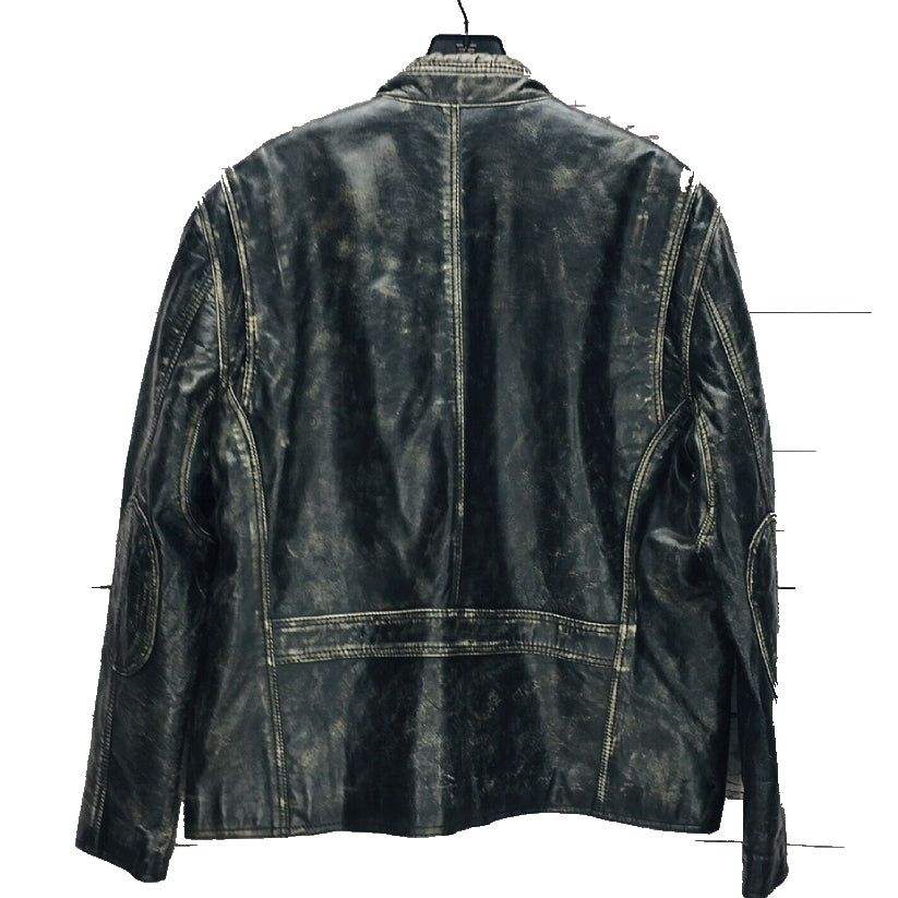 Distressed Leather Heavy Moto Jacket Men's