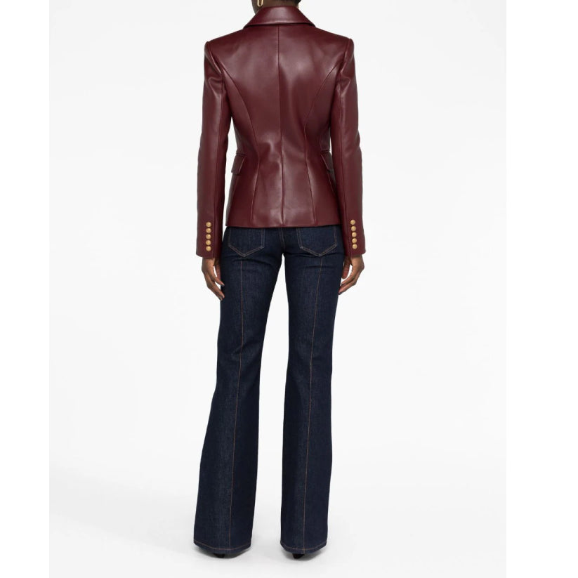 Double Breasted Leather Blazer