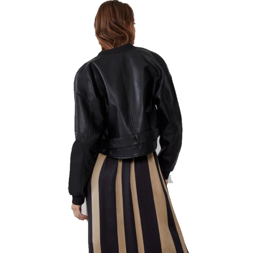 Faux Leather Bomber Jacket