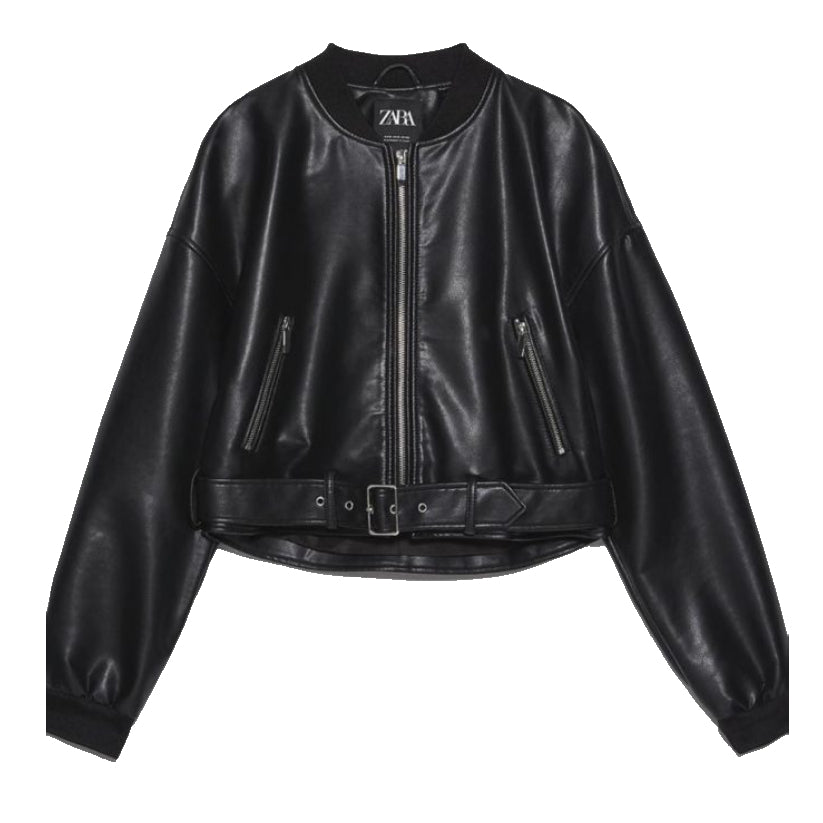 Faux Leather Bomber Jacket