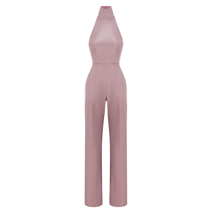 Faux Leather Wide-Leg Jumpsuit