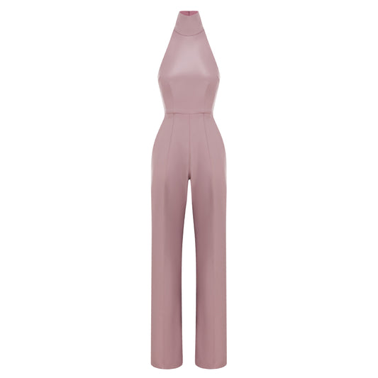 Faux Leather Wide-Leg Jumpsuit