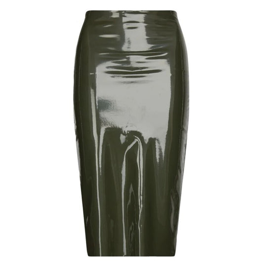 Faux Patent Leather Midi Skirt