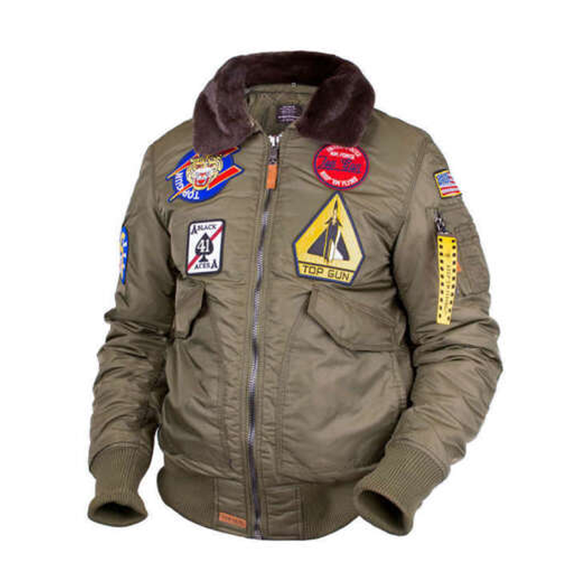 Flight Jacket Air Force Nylon Zipper Spring Autumn Winter Olive