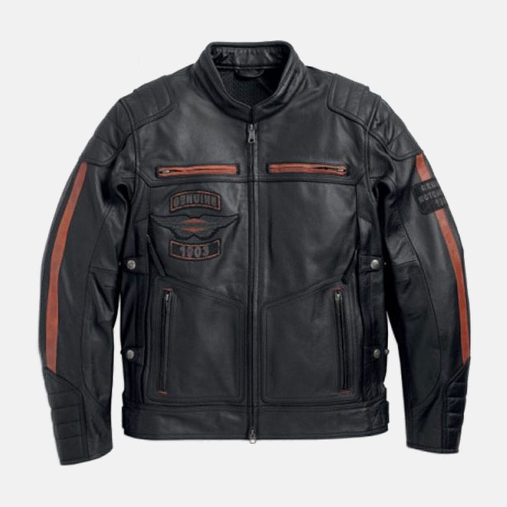 Harley Davidson Mens EXMOOR Reflective Wing Motorcycle Leather Jacket