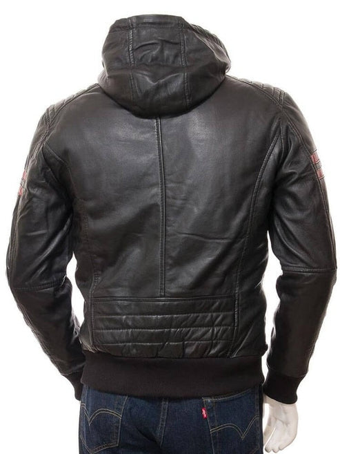 Jed Shadow Hooded Genuine Leather Jacket