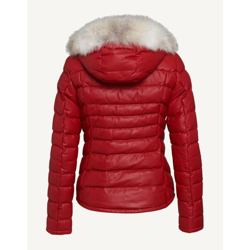 Ladies Puffer Leather Down Jacket