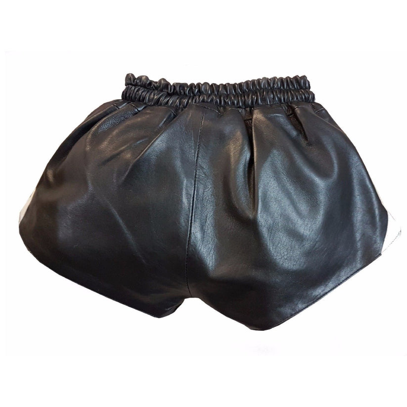 Lamb Nappa Men Black Leather shorts