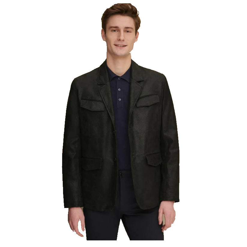 Leather Blazer Black