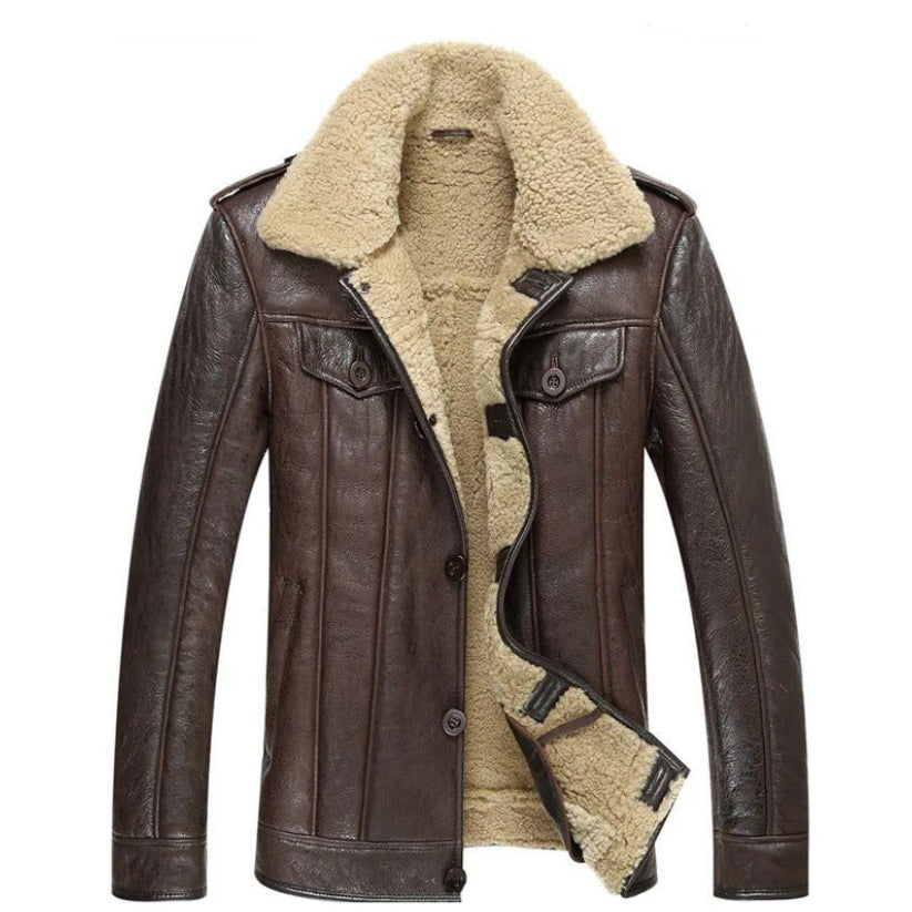 Leather Jacket Men Shearling Coat Mens