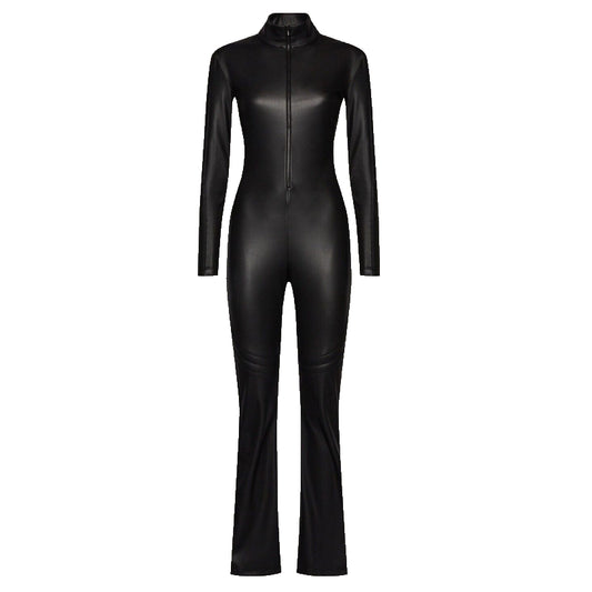 Leather Jumpsuit Black