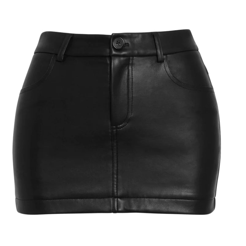 Leather Mini Skirt Black