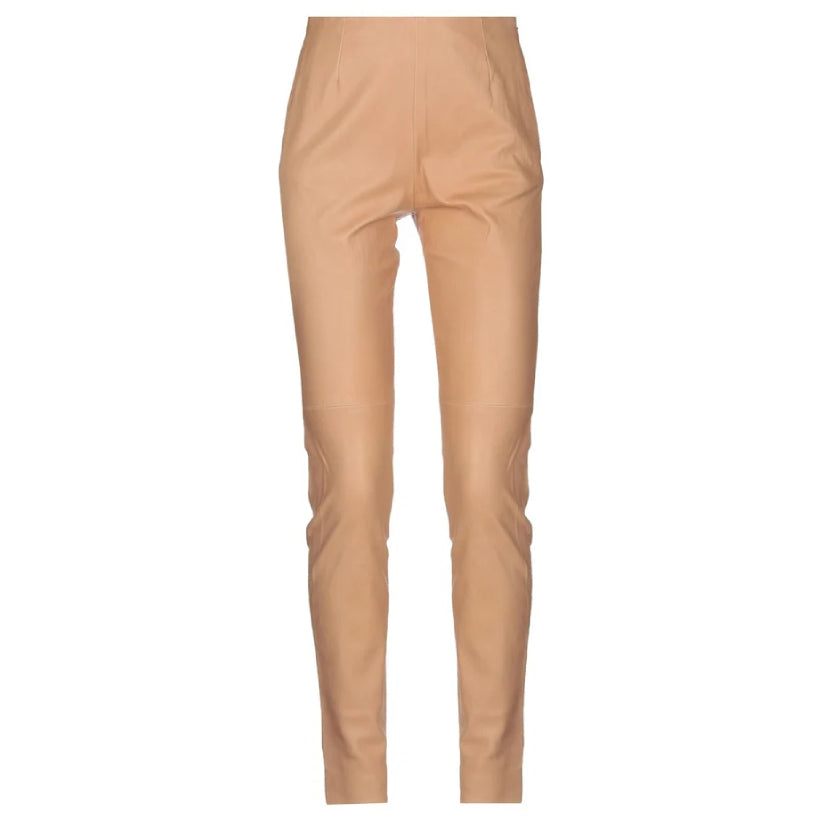 Leather Pants Handmade Leggings Jeans Beige Skinny High Size Waist For Women